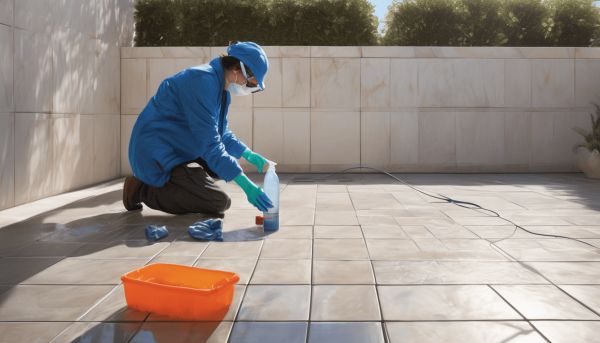 Laisser agir de l’eau de javel sur terrace